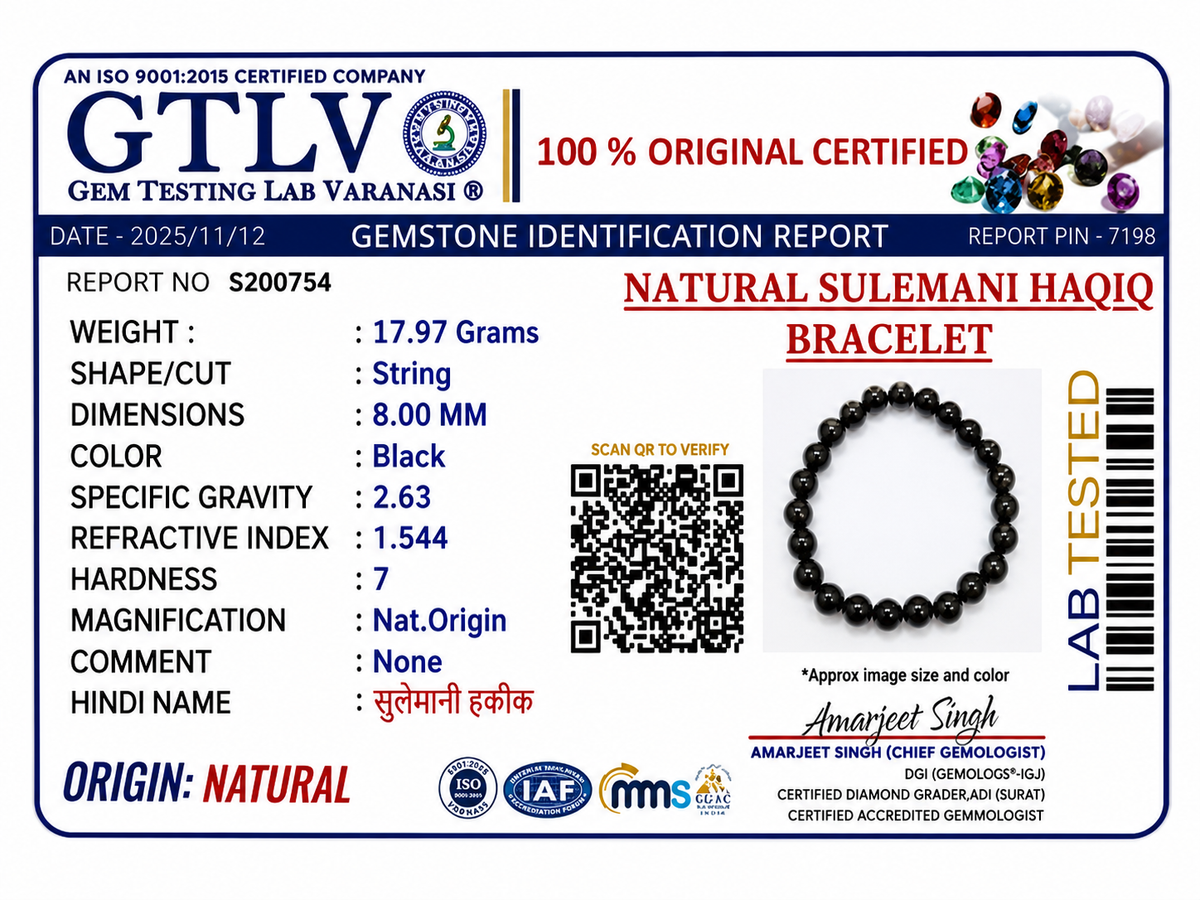 Natural Sulemani Haqiq Bracelet 8MM | Premium Black Agate Protection Bracelet