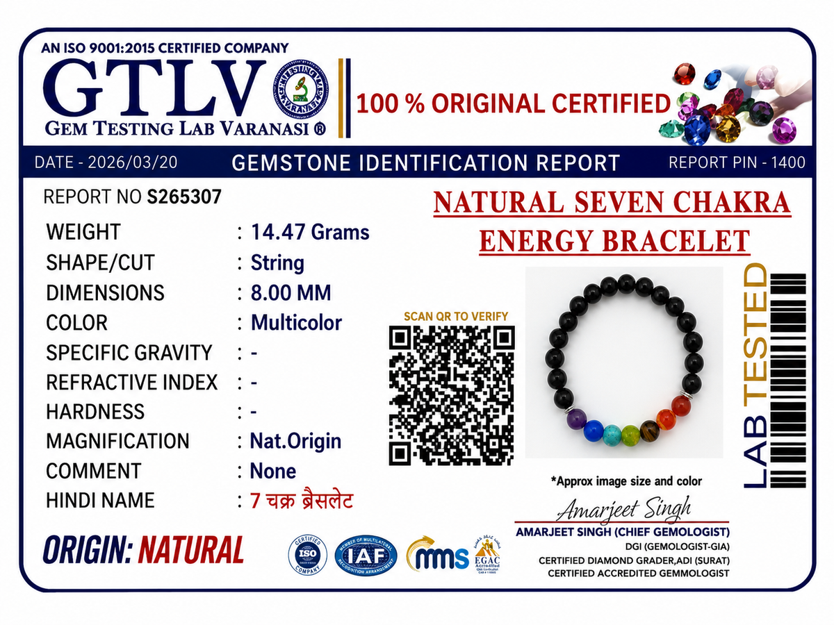 Natural Seven Chakra Lava Energy Bracelet | Balance, Protection & Positive Energy Bracelet