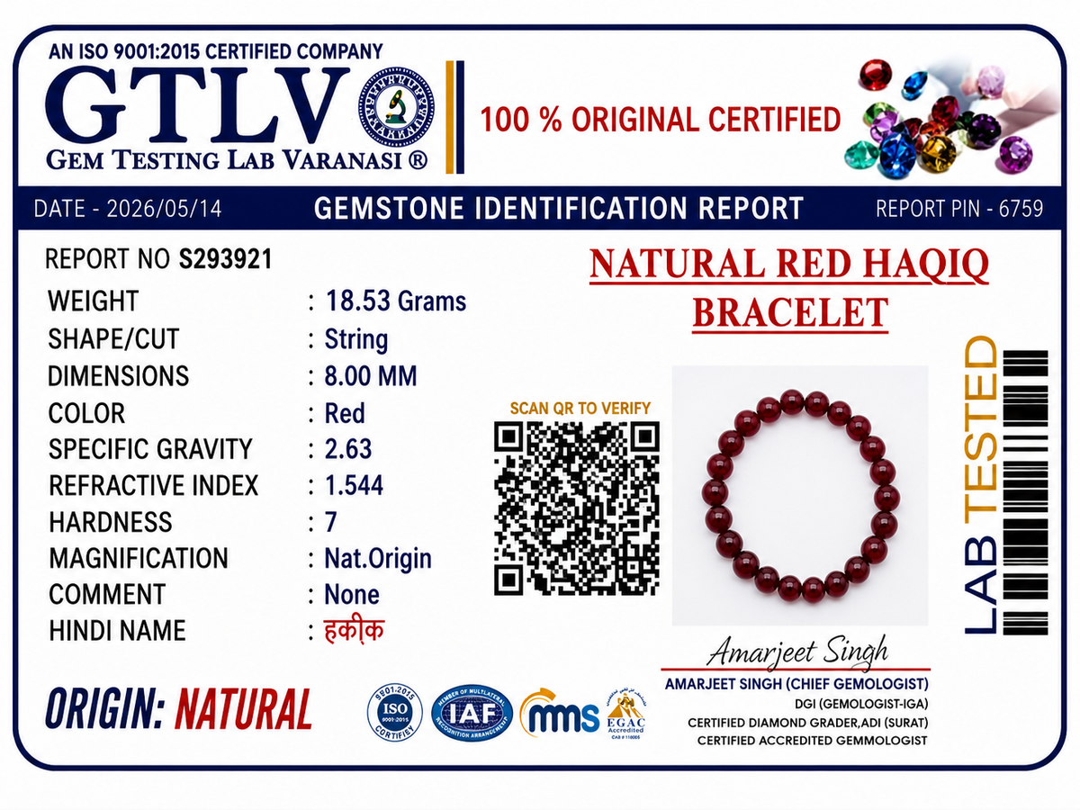 Natural Red Haqiq Bracelet | Red Agate Healing Crystal Bracelet