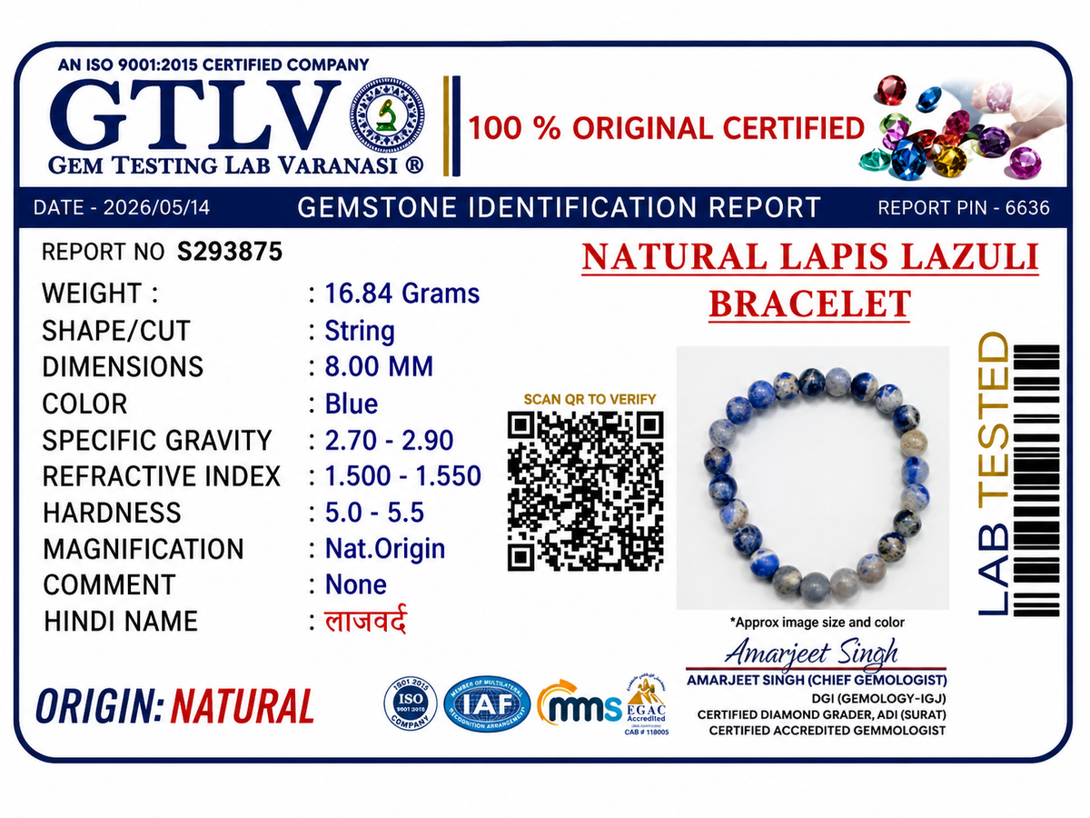 Natural Lapis Lazuli Bracelet | Wisdom, Communication & Inner Peace Crystal Bracelet