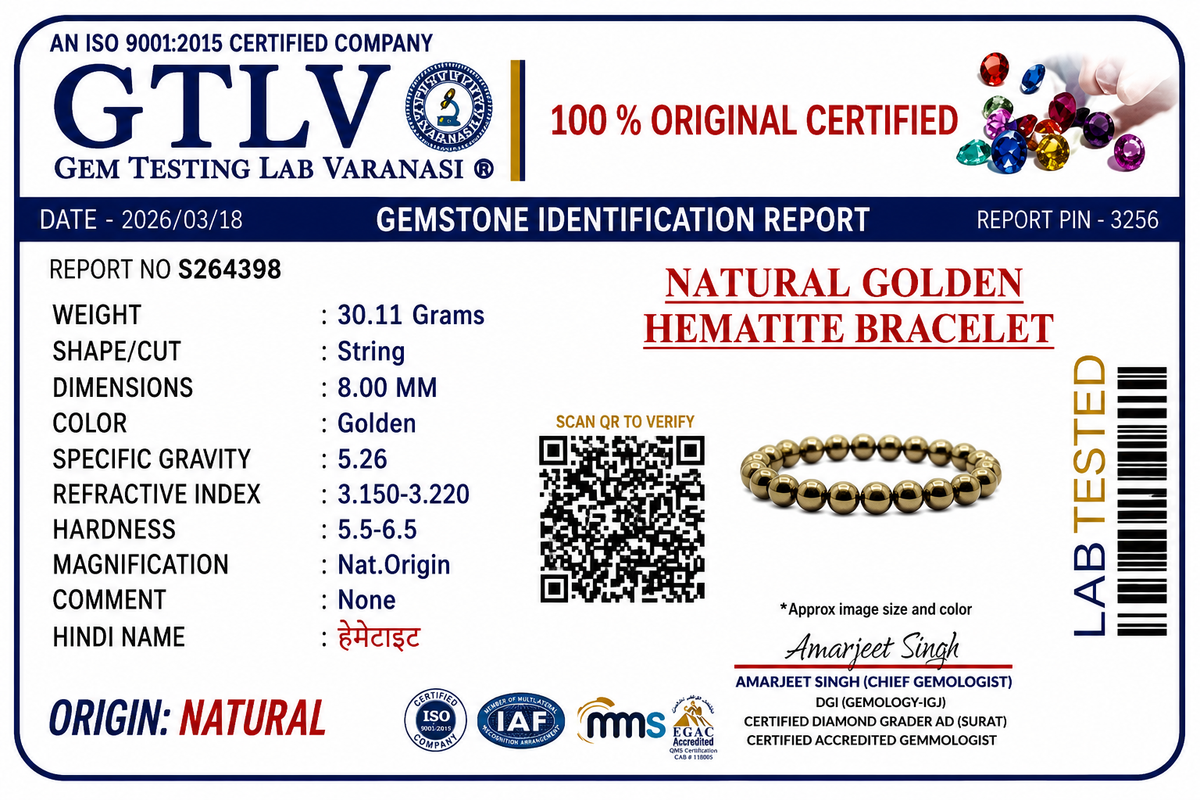 Natural Golden Hematite Bracelet 8MM | Premium Protection & Grounding Stone Bracelet