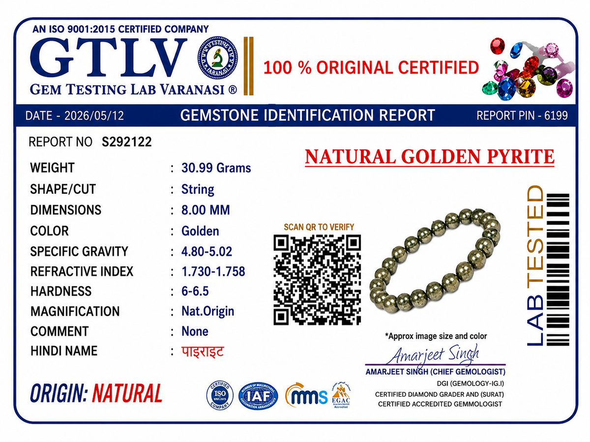 Golden Pyrite Bracelet | Wealth & Prosperity Crystal Bracelet