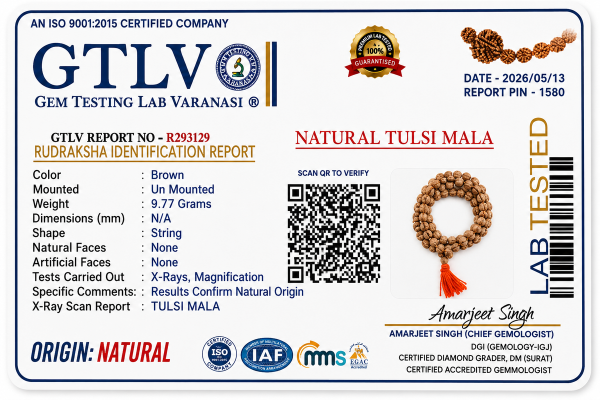 Tulsi Mala 108 Beads | Sacred Tulsi Wood Japa Mala for Krishna Bhakti, Meditation and Daily Chanting