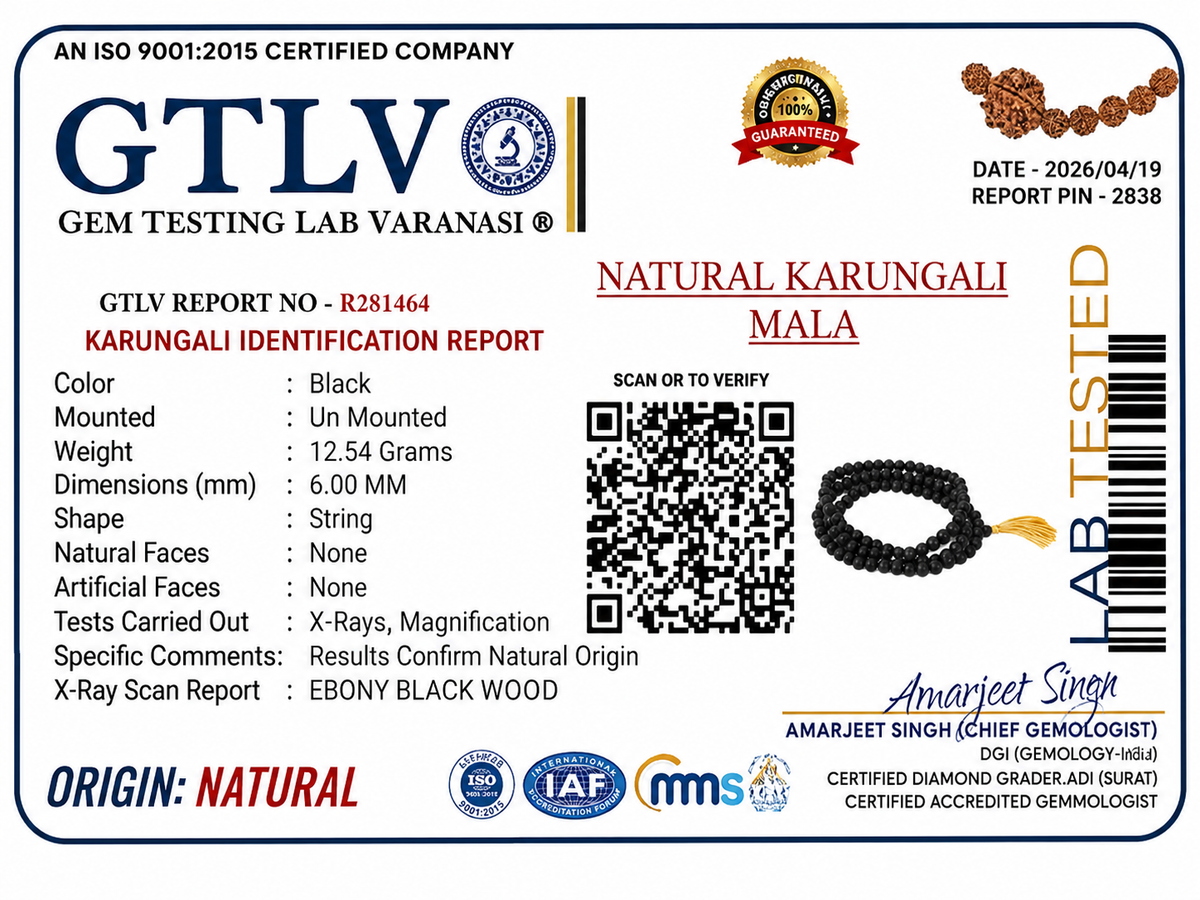 Karungali Mala 6MM 108 Beads | Natural Karungali Wood Japa Mala for Meditation, Protection & Spiritual Practice