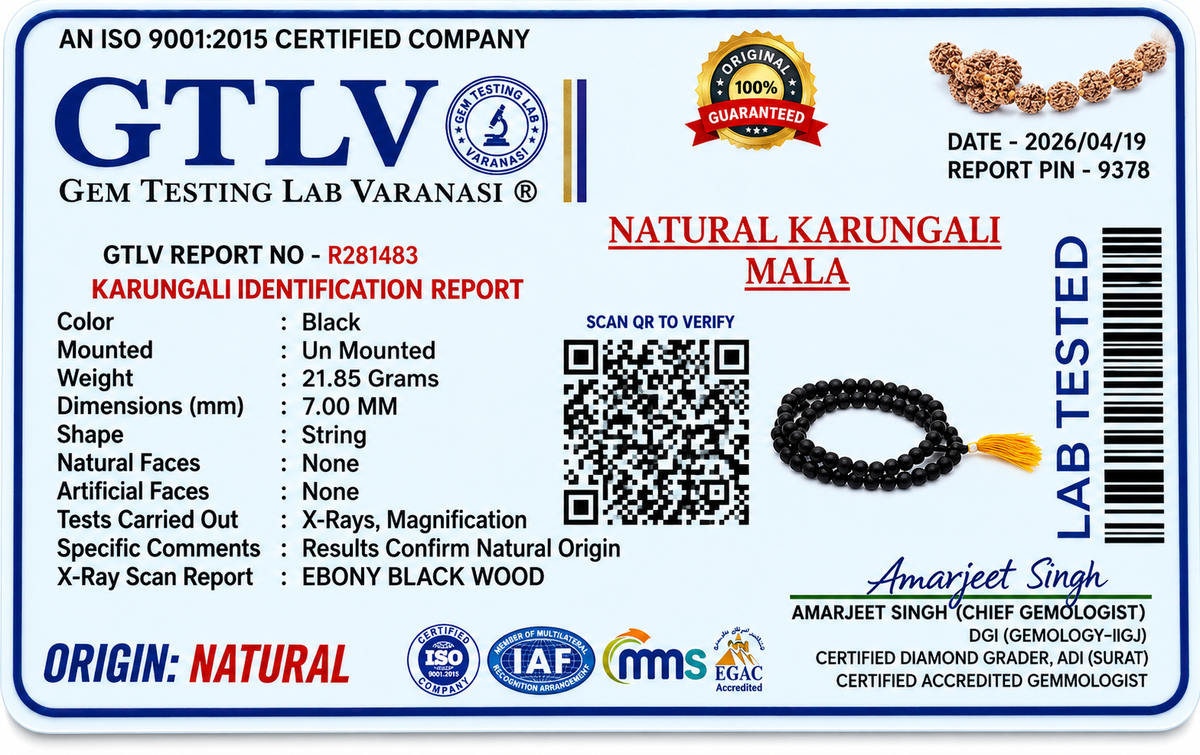 Karungali Mala 7MM 108 Beads | Natural Karungali Wood Japa Mala for Meditation, Protection & Spiritual Growth