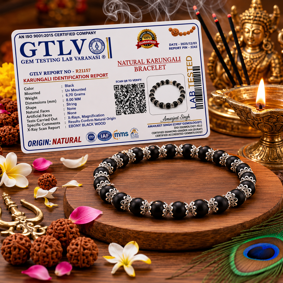 Natural Karungali Wood Bracelet for Men & Women | Spiritual Protection Bracelet