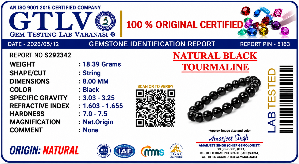 Natural Black Tourmaline Bracelet | Protection & Grounding Crystal Bracelet