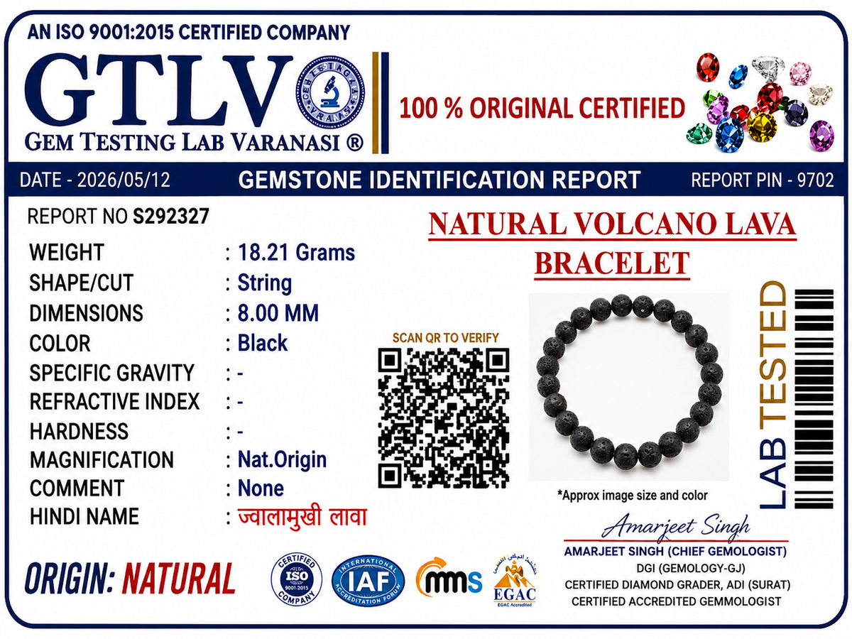 Natural Volcano Lava Bracelet | Grounding, Strength & Protection Energy Bracelet
