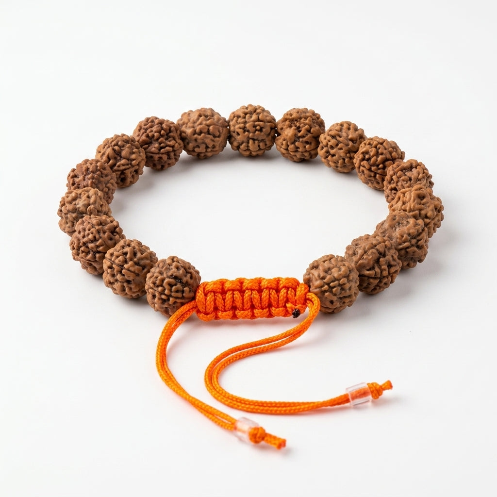 Natural Five Mukhi Rudraksha Bracelet Adjustable White | Premium Spiritual Bracelet