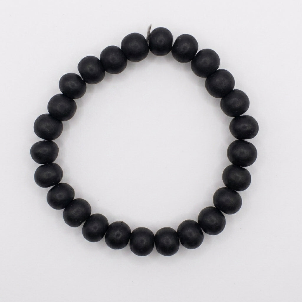Natural Karungali Bracelet 8MM Elastic | Original Ebony Black Wood Bracelet for Protection & Positive Energy