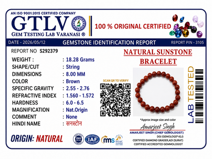 Natural Sunstone Bracelet | Confidence, Leadership & Positive Energy Crystal Bracelet