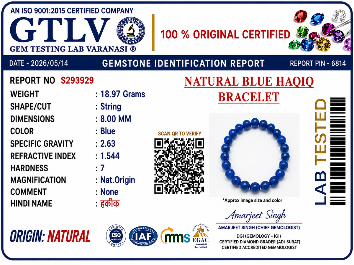 Natural Blue Haqio Bracelet | Communication, Confidence & Inner Peace Crystal Bracelet
