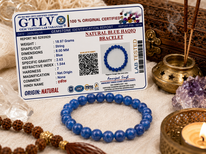 Natural Blue Haqio Bracelet | Communication, Confidence & Inner Peace Crystal Bracelet