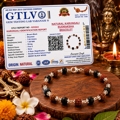 Karungali Rudraksha Bracelet in Metal | Natural Karungali & Rudraksha Bracelet with Premium Metal Finish