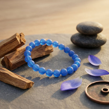 Natural Blue Haqio Bracelet | Communication, Confidence & Inner Peace Crystal Bracelet