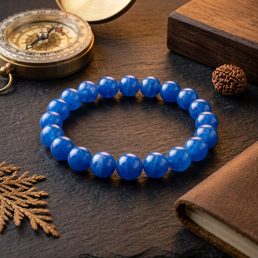 Natural Blue Haqio Bracelet | Communication, Confidence & Inner Peace Crystal Bracelet